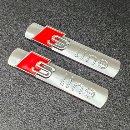 2PCS GENUINE AUDI S-LINE 3D METAL FENDER EMBLEMS