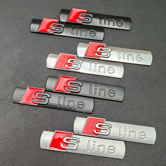 2PCS GENUINE AUDI S-LINE 3D METAL FENDER EMBLEMS
